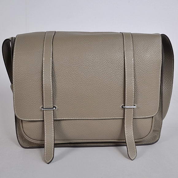 H92111 Hermes Steve 35CM Messenger Bag in pelle Clemence Grigio